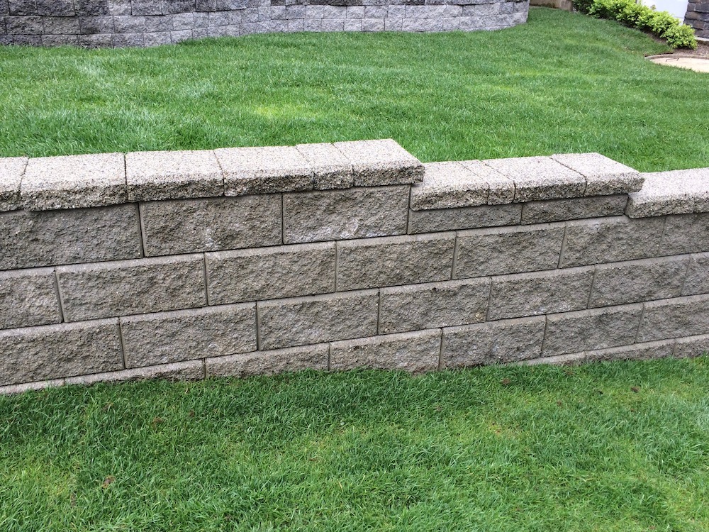 Power-washed retaining wall